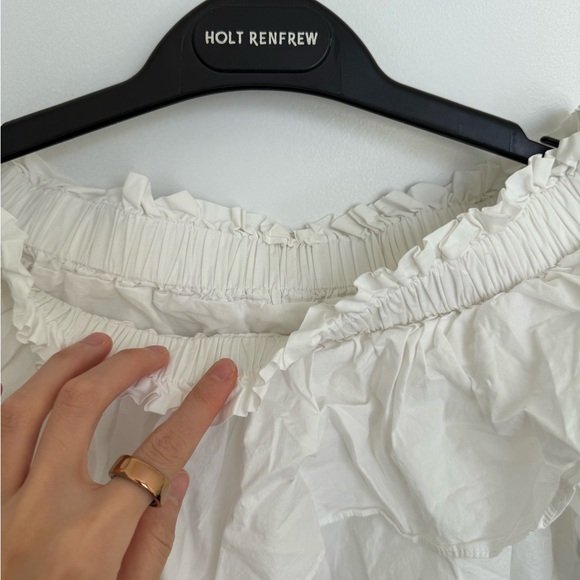 French-Style White Off-Shoulder Ruffle Top – Size S - Picture 4 of 5